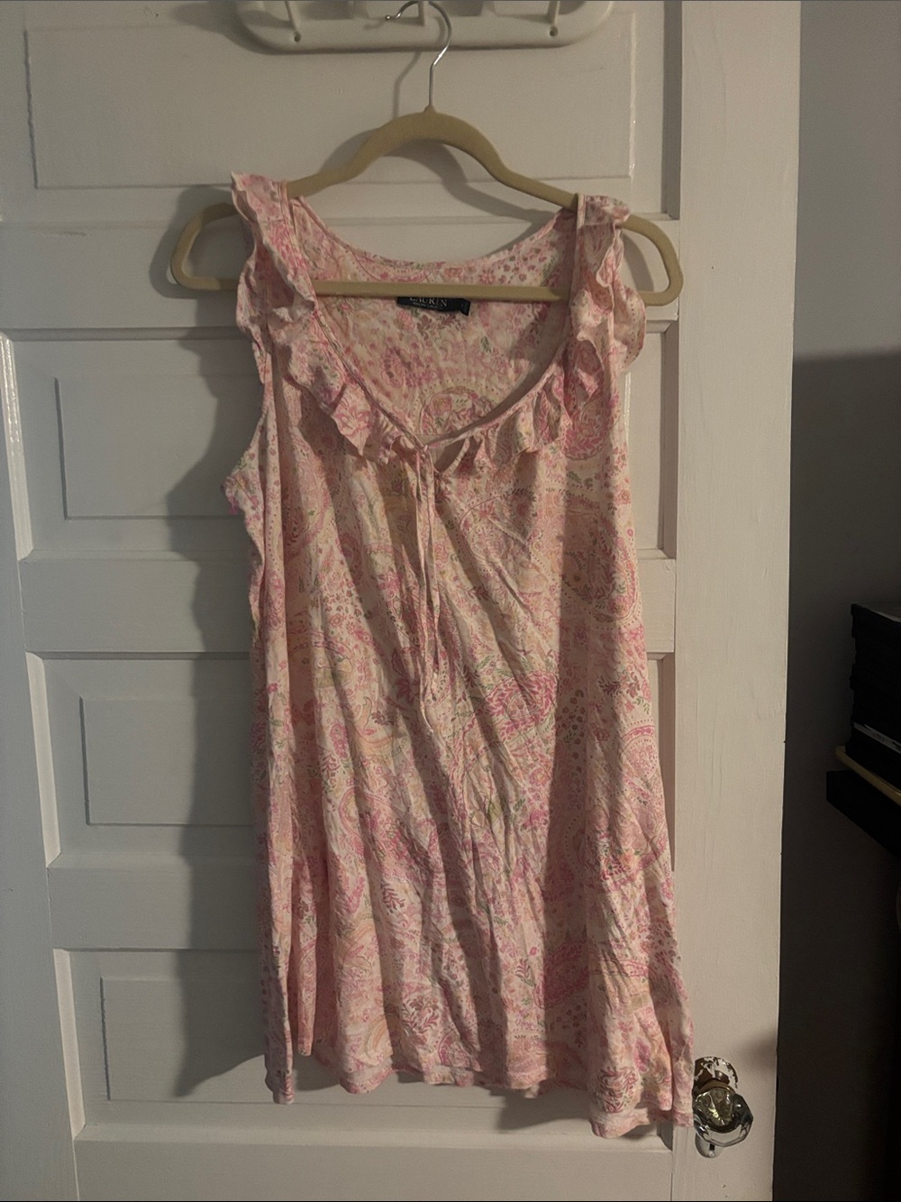 Sleeveless Ruffled Nightdress - Pink Paisley